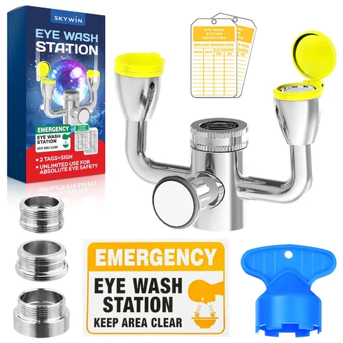 Vista 9 de Kit de lavado de ojos, estación de lavado de ojos de emergencia montada en grifo, 1 paquete, color negro Easy Install, Fast Activation, Fits