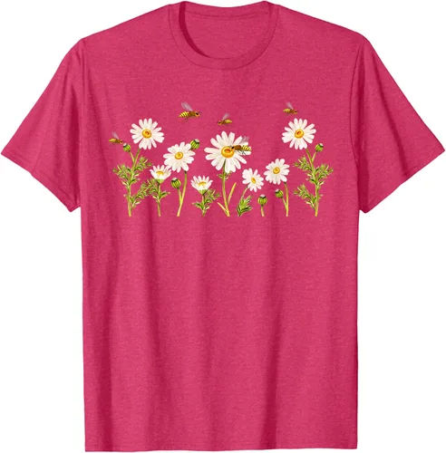 Vista 25 de Marguerites Daisy - Camiseta de verano con margaritas de jardín de flores, Negro, S