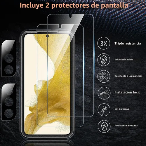 Vista 5 de SPIDERCASE Funda para Samsung Galaxy S22 5G, [protección contra caídas de grado militar de 10 pies] Antideslizante [Paquete de 2] Protector de Negro