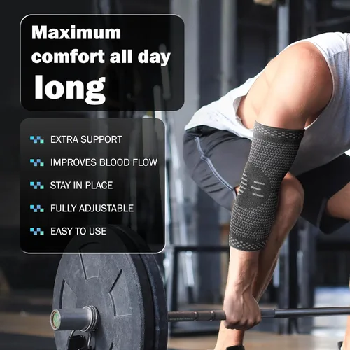 Vista 3 de POWERLIX - Codera de compresión para el codo - Manga de compresión para tendinitis, codo de tenista y tratamiento para el codo de golfista