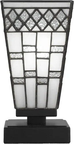 Vista 23 de Toltec Lighting Luna Accent - Lámpara de mesa, acabado grafito, cristal cuadrado de burbujas ahumadas de 3.5 pulgadas