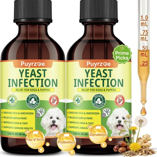 Vista 11 de puyrzoe Tratamiento natural de infección por levaduras para perros, picazón en las orejas, piel, patas y alivio de alergias, tratamiento de levadura