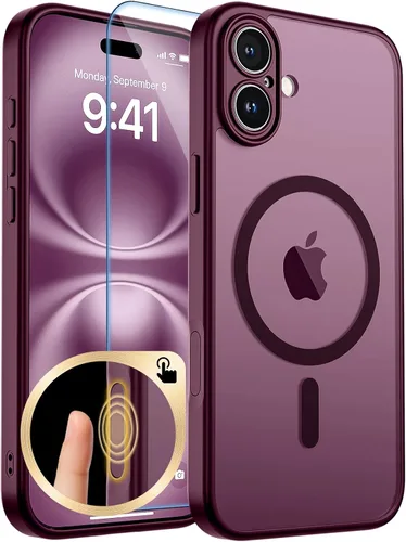 Vista 328 de zapica Funda magnética para iPhone Air, con protector de pantalla de vidrio templado, compatible con MagSafe, translúcida mate, a prueba de golpes