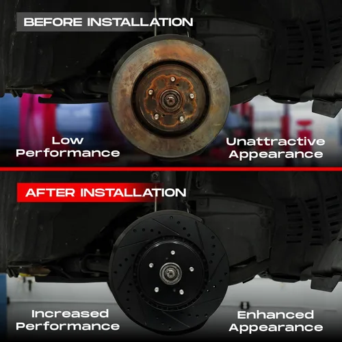 Vista 8 de R1 Concepts Frenos traseros y rotores Hardware incluido Kit de pastillas de freno y rotores traseros Off-Road/Remolque Compatible