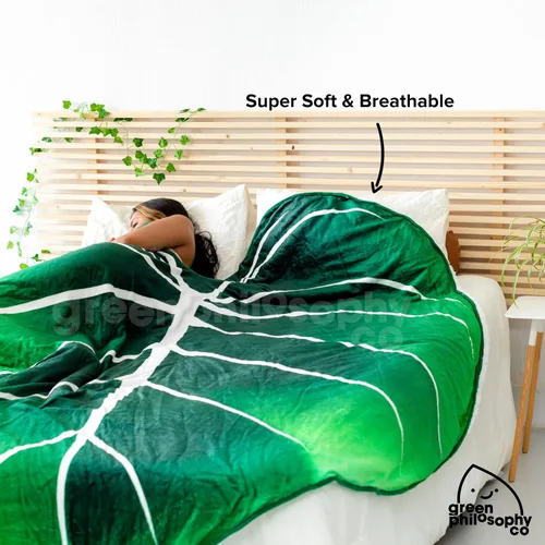 Vista 7 de Green Philosophy Co. Manta de hojas de gloriosum, verde esmeralda, 90 x 76.5 pulgadas