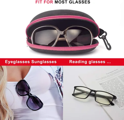 Vista 3 de RayLove Paquete de 3 fundas de gafas de sol portátiles con cremallera y gancho