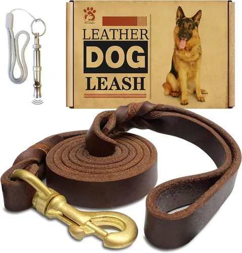 Vista 13 de Correa de perro de cuero 4 pies x 3/4 pulgada, Correa de entrenamiento para perros de cuero genuino trenzado resistente, suave y cómoda para perros