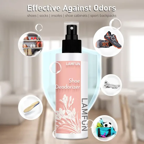 Vista 4 de Spray desodorante para zapatos, desodorante natural, eliminador de olores para pies, zapatos y bolsas de gimnasio, combate el olor y el olor