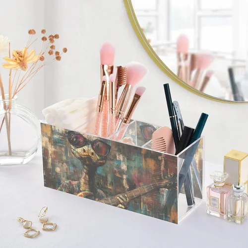 Vista 5 de Acrylic Pen Holder Snake Guitar Sunglass 4 Compartments Funny Cute Cool Acrylic Pencil Pen Holder Cup