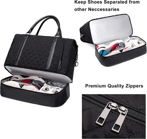 Vista 6 de CAMTOP - Bolsa de viaje de fin de semana para mujer, bolsa de lona con espacio para laptop de15.6 pulgadas
