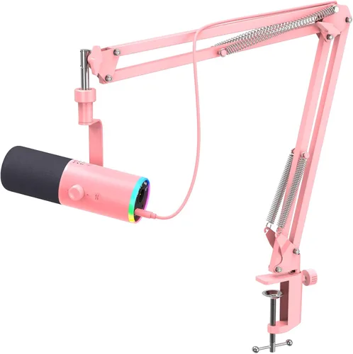 Vista 13 de TONOR Micrófono dinámico para juegos, transmisión de micrófono XLR/USB, cancelación de ruido AI, RGB controlable, Tap Mute, conector
