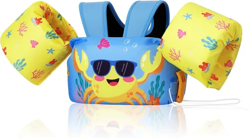 Vista 11 de Moko Banda de natación para niños de 20-30-50 libras, bonito chaleco de natación de dibujos animados para niños pequeños, flotadores de piscina
