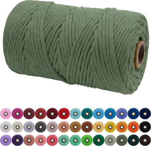 Vista 146 de JeogYong Cordón de macramé de un solo hilo 3 mm x 109 yardas (328 pies) Cuerda de algodón suave Hilo de macramé de 3 mm, suministros de macramé