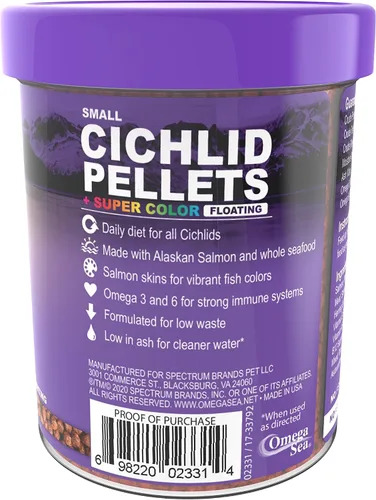 Vista 5 de Omega One Pellets flotantes estupendos del cíclido del color, gránulos pequeños de 9.8 ft m, envase de 3,5 oz