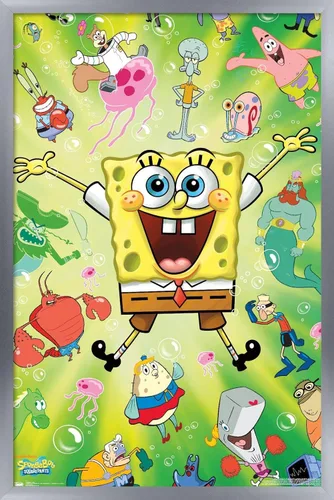 Vista 14 de Trends International Nickelodeon Bob Esponja - Póster de pared de explosión, 14.725 x 22.375 pulgadas, versión enmarcada de madera de granero