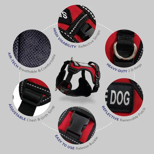 Vista 4 de ActiveDogs - Arnés para perro de servicio, ajustable, sin tirones, para perros pequeños, con parche para perro de servicio, asa, ventana