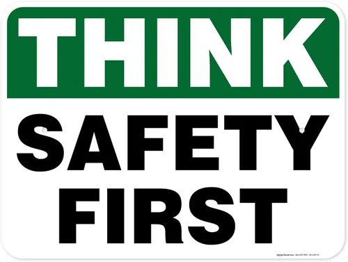 Vista 9 de Think Safety First Sign, 10 x 7 pulgadas, libre de óxido, aluminio 040, resistente a la decoloración, fabricado en Estados Unidos por My Sign Center