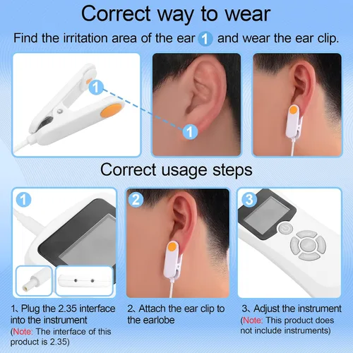 Vista 3 de TaVNS - Adaptador de clip para oído de máxima comodidad y señal estable. Experimenta una conductividad superior con punta de esponja conductora y un