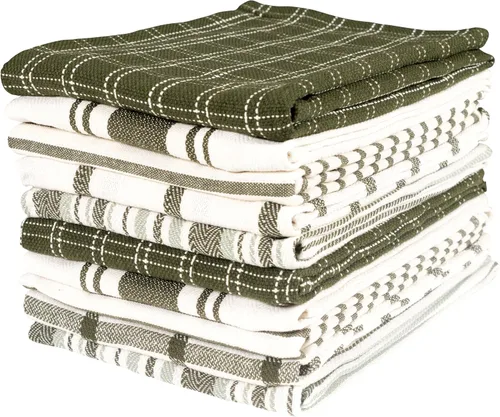 Vista 14 de KAF Home Juego de 10 toallas de cocina planas surtidas, 18 x 28 pulgadas (beige)