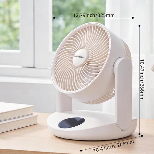 Vista 2 de Ventilador de mesa recargable portátil con luz nocturna, ventilador de escritorio con batería de 20000 mAh, ventilador de circulación de aire