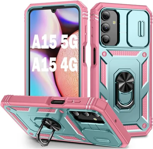 Vista 29 de PASNEW Funda militar para iPhone 13 Pro Max, cubierta de cámara deslizante y soporte de anillo de metal de 360°, carcasa rígida multicapa resistente