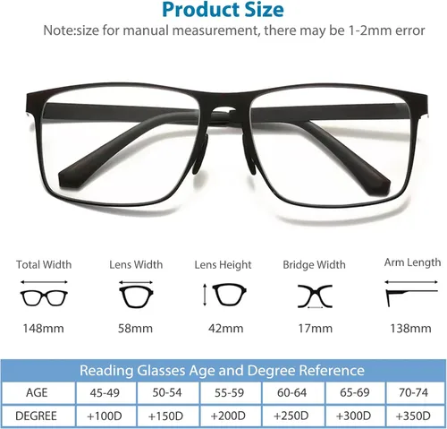 Vista 6 de Progressive Multifocus Reading Glasses for Women and Men Photochromic Readers Anti-Blue Light Multifocal Sunglasses