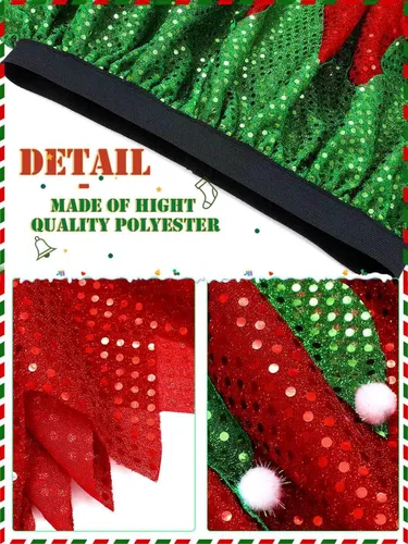Vista 4 de TWINKLEDE Falda de disfraz de Navidad, falda brillante para correr, faldas con purpurina de Papá Noel, falda de fiesta de Navidad para mujeres