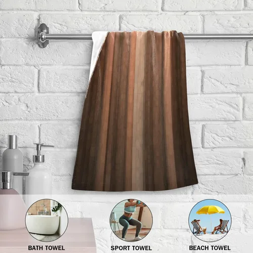 Vista 6 de Juego de 2 toallas de mano para baño, marrón, naranja tierra, cobre y melocotón pálido, vidrio fresco abstracto y diseño de rayas vintage, suaves