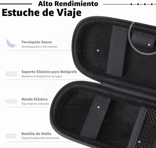 Vista 3 de AGPTEK Soporte para Apple Pencil, bolsa de transporte de cuero duro de PU delgada for Apple Pen Accessories, MP3 Players, USB Cable, Earphone