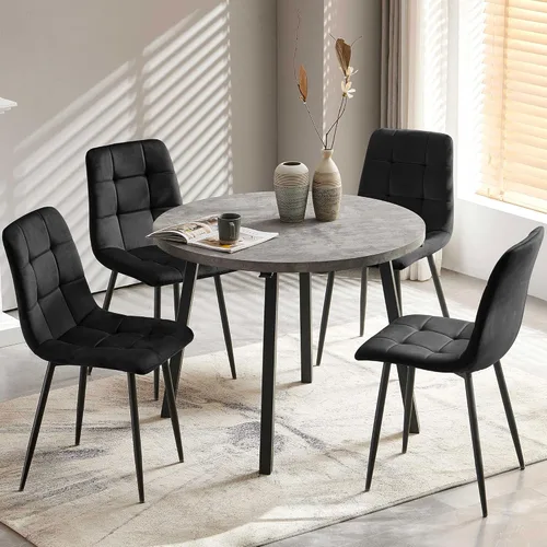 Vista 19 de Homedot Juego de mesa de comedor para 2, mesa de cocina de 3 piezas, juego de sillas de comedor redondas y negras para espacios pequeños, juego