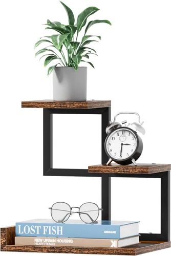 Vista 8 de Gannyfer Organizador de Estante de Escritorio - Estante de Escritorio de Madera, Hutch de Escritorio Independiente Decoración de Oficina, Estante