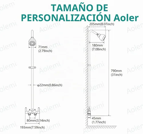 Vista 7 de Aolemi Kit de ducha para exteriores, centro de 3 pulgadas, 2 asas, negro