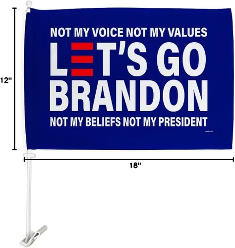 Vista 4 de Trump Flag Lets Go Brandon FJB - Bandera de automóvil para decoración de ventana de automóvil, clip de soporte, pequeño tapiz Pro Trump 2024 MAGA