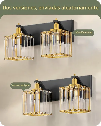 Vista 5 de EDISHINE Lámpara de tocador de baño de oro negro con 2 luces, aplique