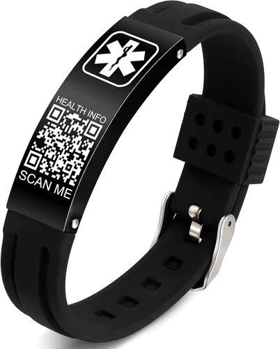 Vista 9 de Medical Bracelets for Men Women with QR Code Medical Alert ID Bracelets