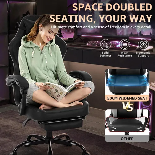 Vista 5 de Silla ergonómica para juegos con reposapiés, capacidad de 303