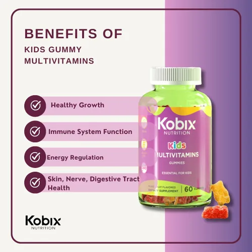Vista 2 de Kobix - Gomitas multivitamínicas para niños, vitaminas para niños, Kosher sin OMG, veganas, sin gluten, 60 gomitas esenciales para niños