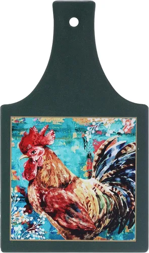 Vista 7 de Salvamanteles de gallo de cerámica resistente al calor con diseño de granja de corcho antideslizante (marrón claro)