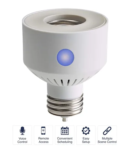 Vista 2 de NSi Industries TORK WFIS1 - Enchufe inteligente para interiores con conexión Wi-Fi a rosca - Funciona con Amazon Alexa y Google Assistant - Acceso