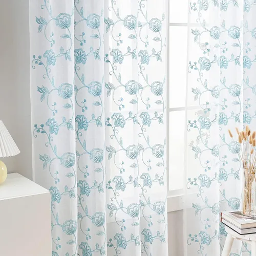Vista 107 de MYSTIC-HOME Juego de cortinas de niveles transparentes blancas para cocina de 24 pulgadas de largo, tratamiento de cortinas para ventanas pequeñas