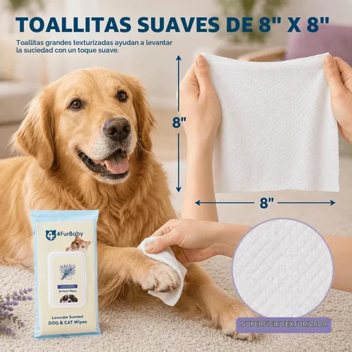 Vista 6 de Toallitas para perros para patas y traseros, lavanda, 30