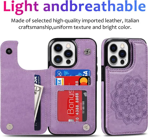 Vista 3 de Asuwish Funda de teléfono para iPhone 14 Pro Max de 6.7 pulgadas con protector de pantalla y cubierta de cartera de cuero para tarjetas de crédito