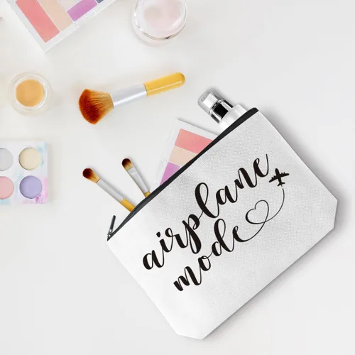 Vista 4 de Divertidos regalos de viaje en avión para mujeres, bolsa de maquillaje, artículos esenciales de viaje, bolsa de cosméticos, bolsa de aseo