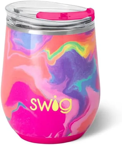 Vista 34 de Swig Life Vaso de vino de 12 onzas con tapa, acero inoxidable, apto para lavavajillas, portátil, triple aislamiento (todos los americanos)