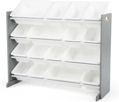 Vista 11 de Humble Crew Organizador de juguete extra grande, 16 contenedores de almacenamiento, espresso / blanco