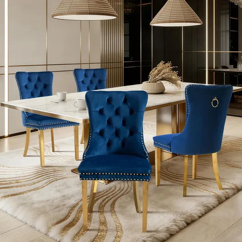 Vista 112 de Juego de 2 sillas de comedor de terciopelo con patas de madera, color beige Mid Century Modern Dining Chairs,Upholstered Chairs with Nailhead