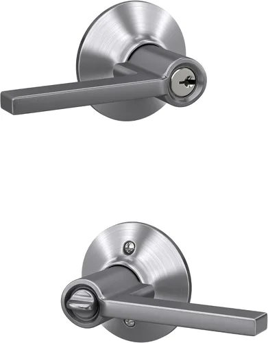 Vista 77 de Schlage F51A LAT 716 Latitude - Manija de puerta con bloqueo de entrada con llave, en acabado de bronce envejecido