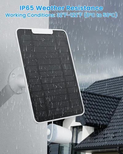 Vista 4 de Cargador de panel solar con conexión micro USB compatible con cámara Arlo Essential Spotlight/XL Spotlight, panel solar Arlo Essential de 5 W, cable