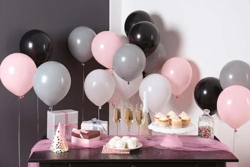 Vista 5 de Treasures Gifted Globos rosa pálido, globos rosa pastel, globos rosa rubor, globos rosa mate, globos rosa bebé de 12 pulgadas, globos rosas grandes