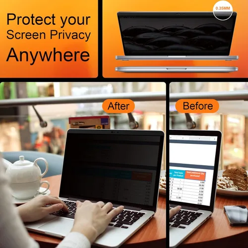 Vista 6 de Pantalla magnética de privacidad para MacBook Pro de 13 pulgadas (2016-2022, M1, M2), filtro de luz azul antirreflejos con cubierta de cámara